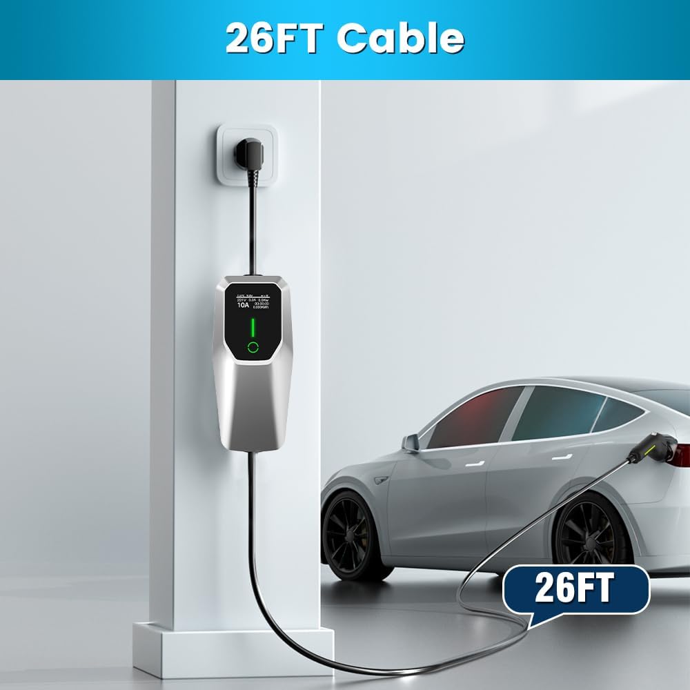 Rechargez votre voiture électrique où que vous soyez avec ce chargeur portable Level 1 & 2 (240V, 32A, 7,68kW)