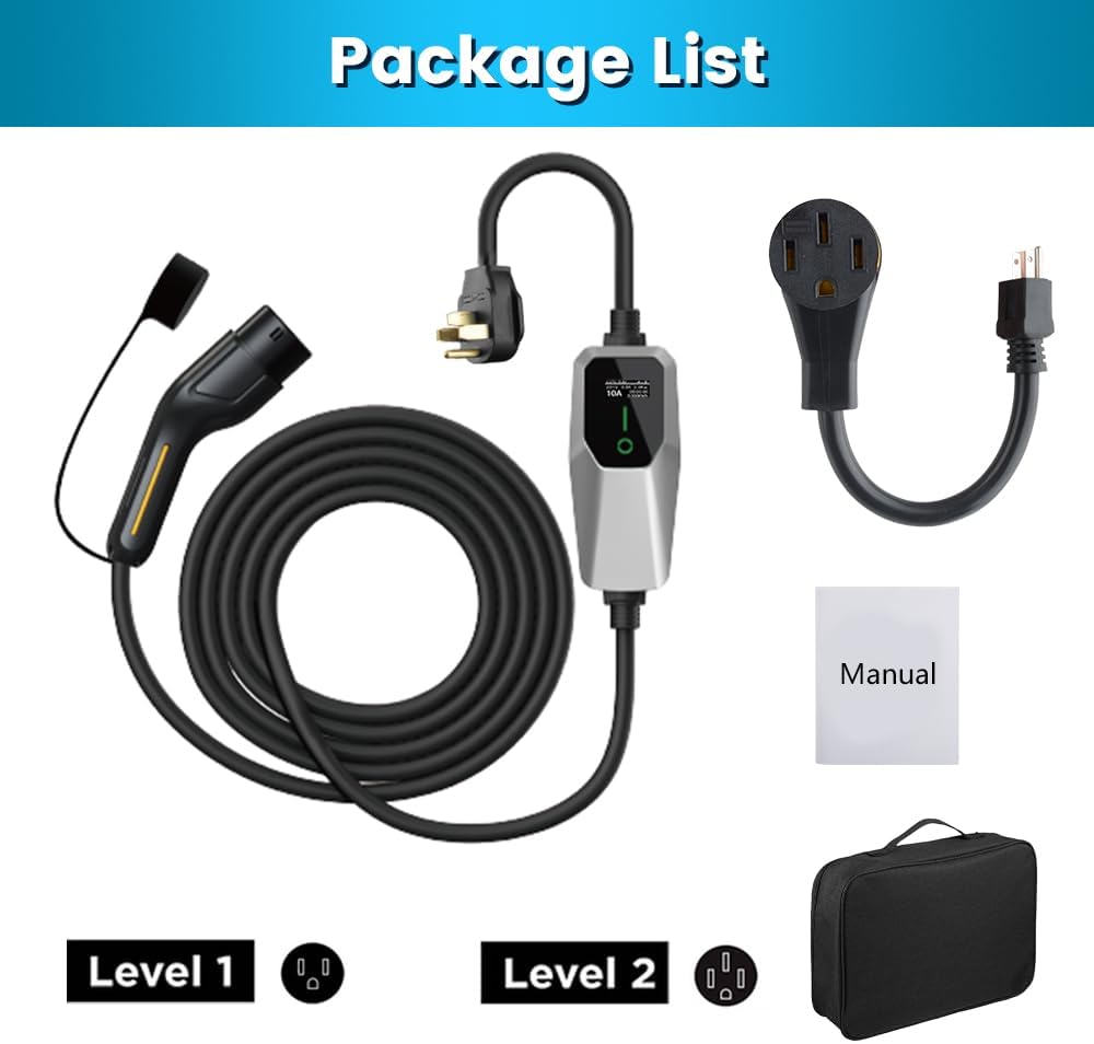 Rechargez votre voiture électrique où que vous soyez avec ce chargeur portable Level 1 & 2 (240V, 32A, 7,68kW)