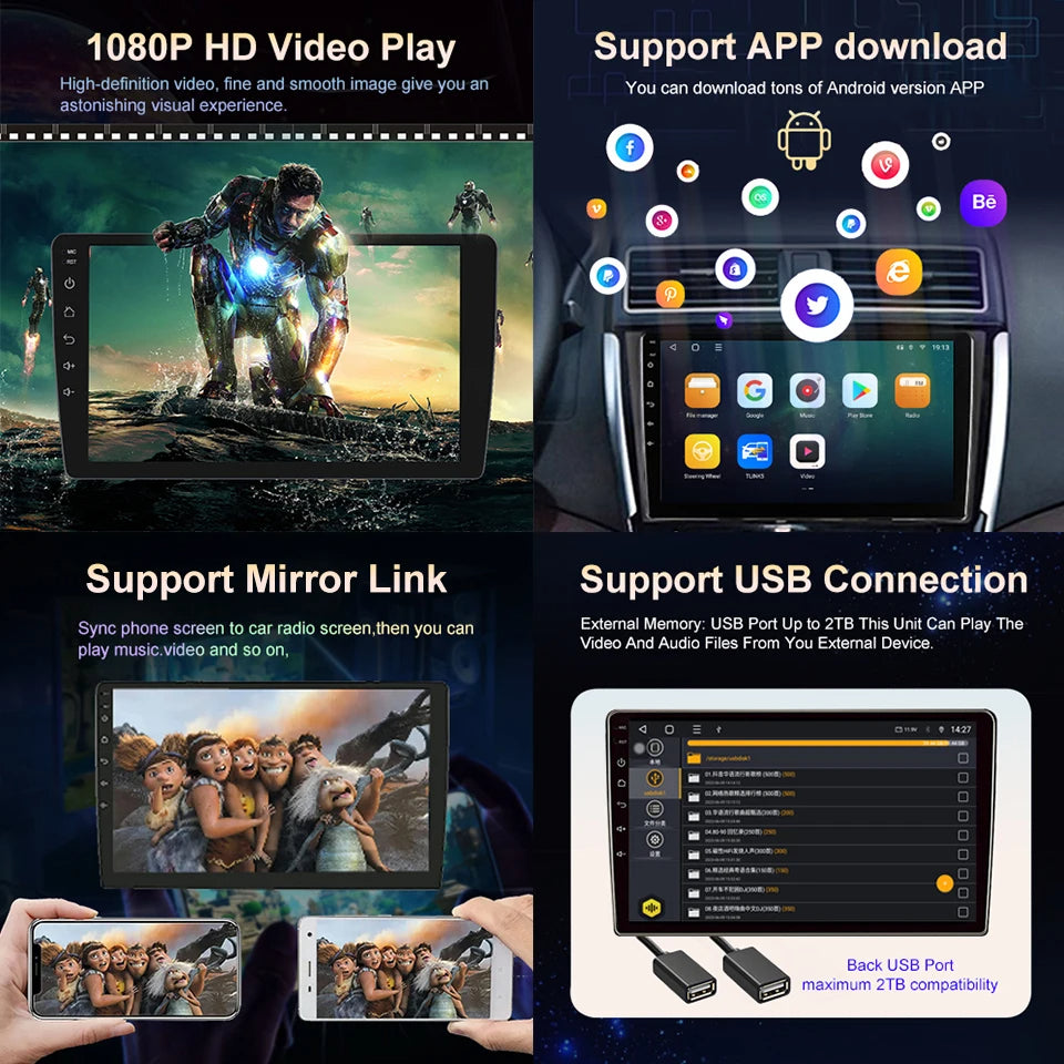 Autoradio Mazda Tribute 2006-2008 -4G_64 - Android 14 - Camera Hd 1080P | Écran Tactile | CarPlay | Bluetooth | GPS
