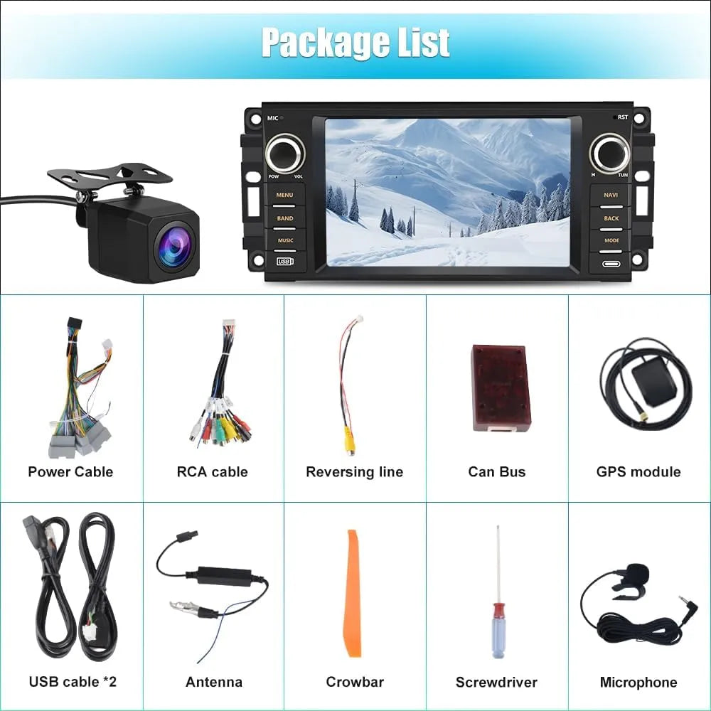 Autoradio Android 13 pour Dodge Ram 1500-3500 (2009-2012) et Avenger/Challenger (2008-2014), écran tactile 7", CarPlay sans fil/Android Auto, caméra de recul