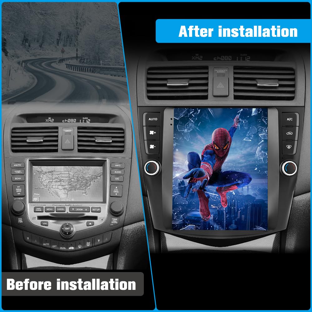 Autoradio Android 9,7" pour Honda Accord 2003-2007, style T, CarPlay et Android Auto, 4 Go de RAM, 64 Go de ROM