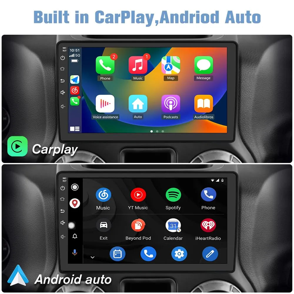 Autoradio sAndroid Jeep Wrangler JK, Compass, Grand Cherokee, Dodge Ram – Compatible avec CarPlay et Android Auto