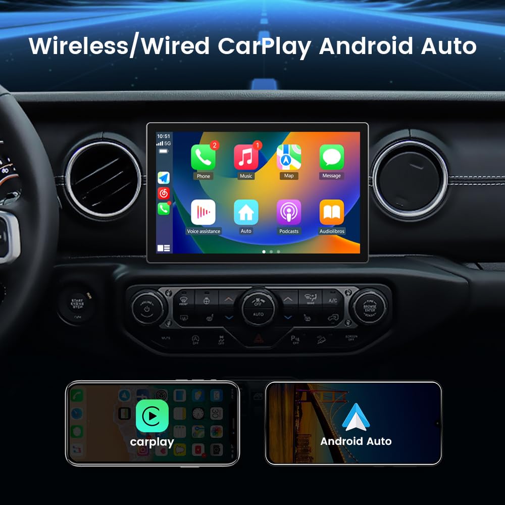 Système Stéréo Android 13 de 11,5" pour Jeep Wrangler JL/Gladiator 2018-2022 avec Caméra de Recul, CarPlay Sans Fil et Android Auto