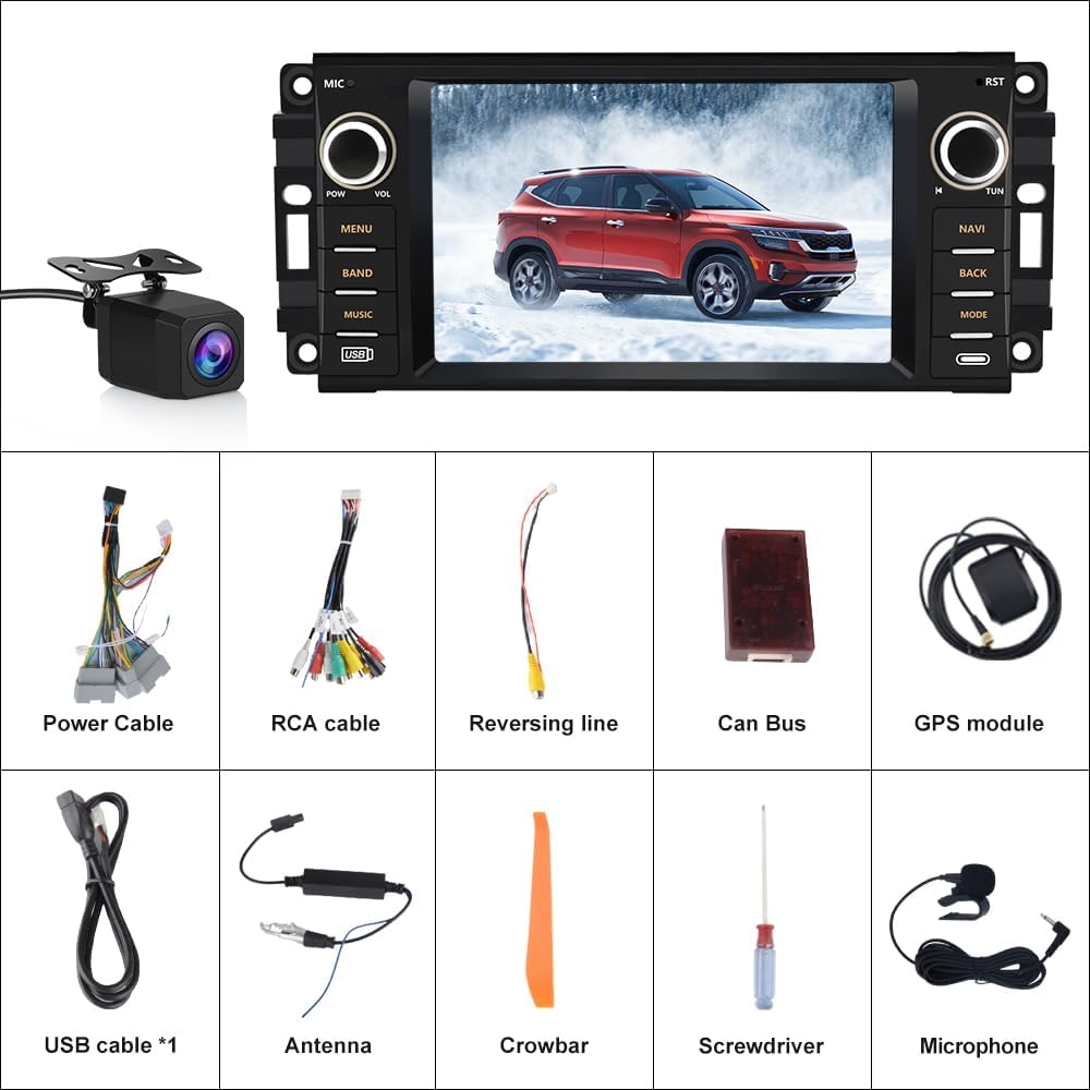 Autoradio 5G WiFi Android 13 pour Dodge RAM 1500-3500 (2009-2012), CarPlay/Android Auto sans fil, GPS, caméra de recul HD, 2 Go + 32 Go