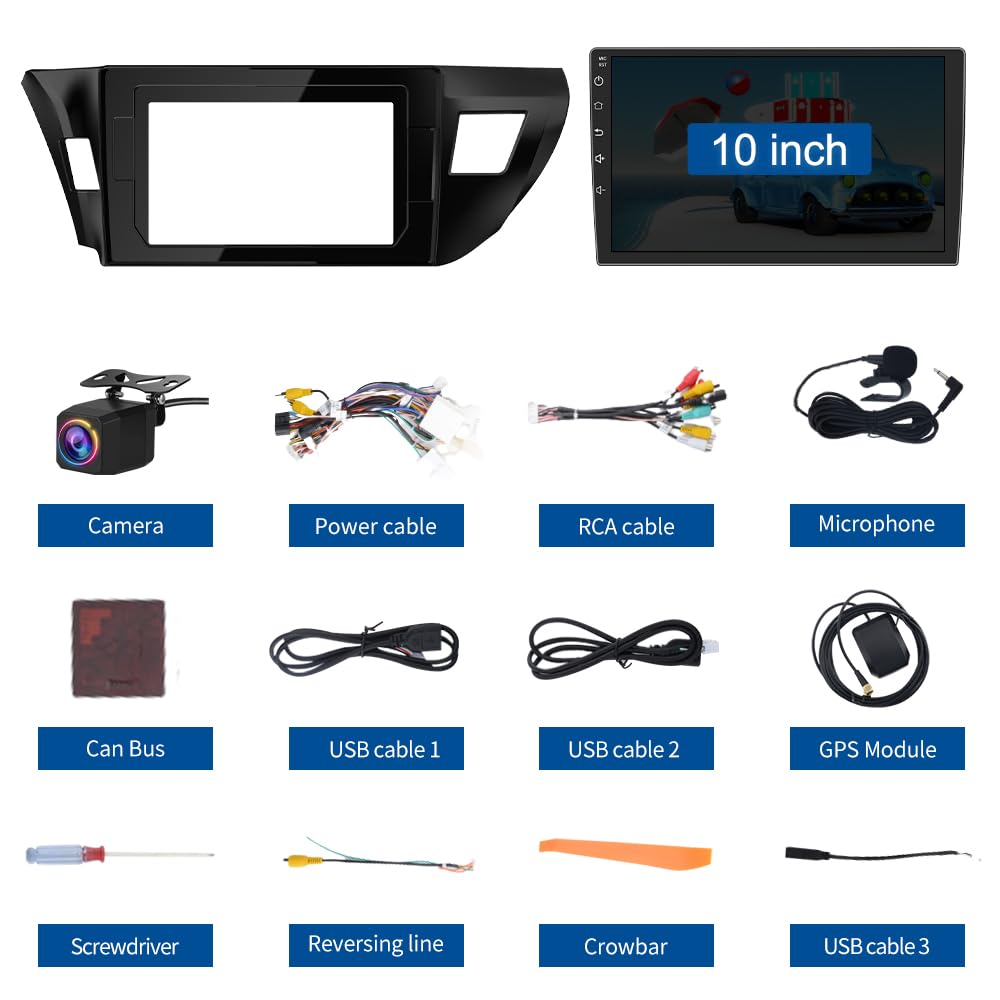 Autoradio Android 13 pour Toyota Corolla 2014-2016 avec CarPlay et Android Auto