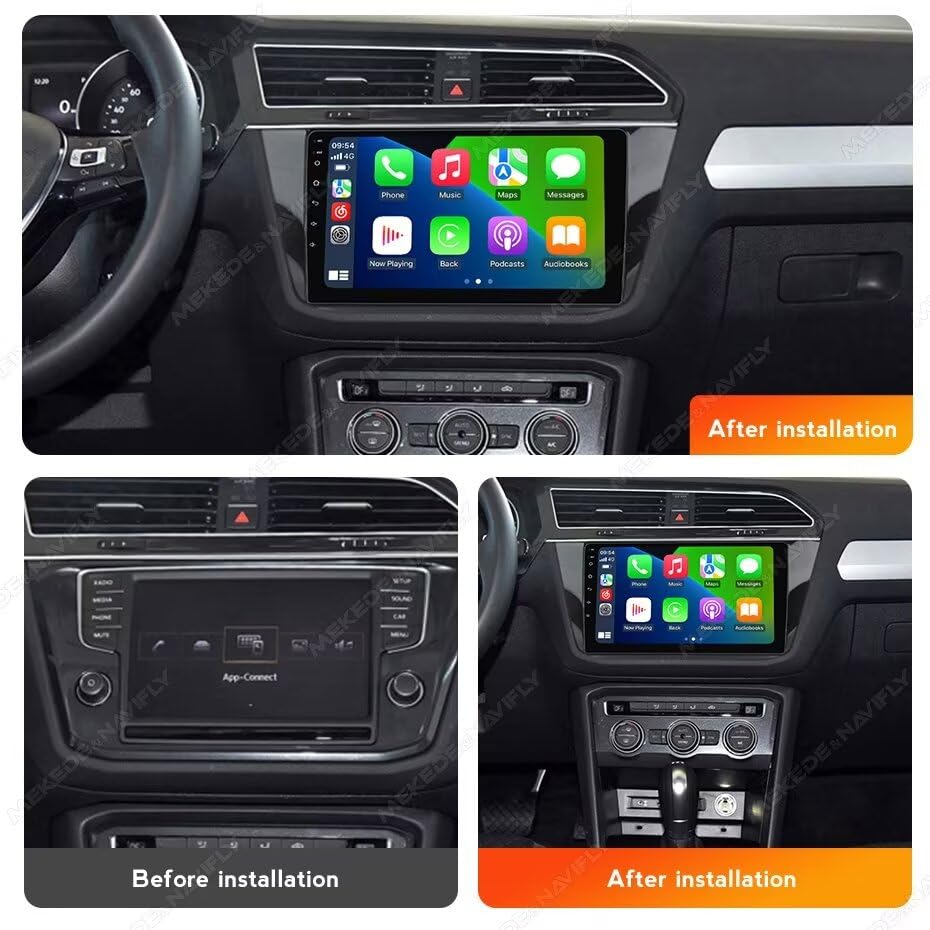 Autoradio Android 8 cœurs 2+32GB pour Volkswagen Tiguan 2017-2019, écran tactile IPS 10.1", Car-Play, Android Auto, GPS, SWC, DSP, caméra de recul intégrée.