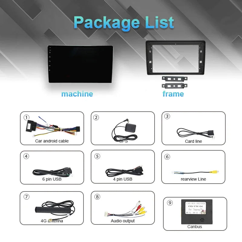 Poste Android13//4G-64//Vw Touareg 2002-2010 | Autoradio | Android 14 | Écran Tactile | CarPlay | Bluetooth | GPS