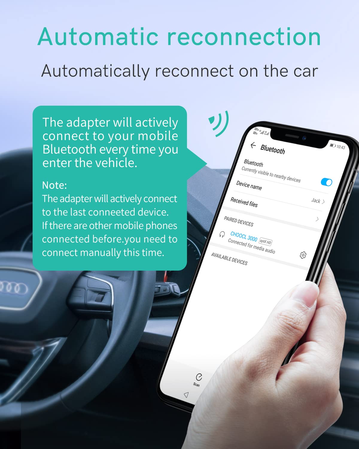 Adaptateur Bluetooth 5.0 aptX-HD pour Audi AMI/MMI, Mercedes et Volkswagen