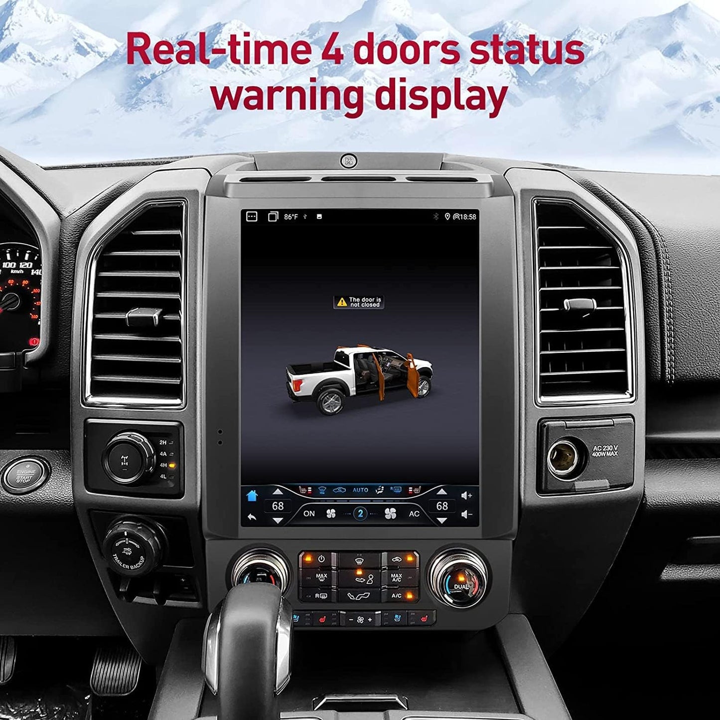 Autoradio 12,1" pour F150 (2015-2020) et F250/F350/F450 (2017-2021) 6+64G, GPS, AUX, fibre optique, Carplay, DSP, Style Tesla