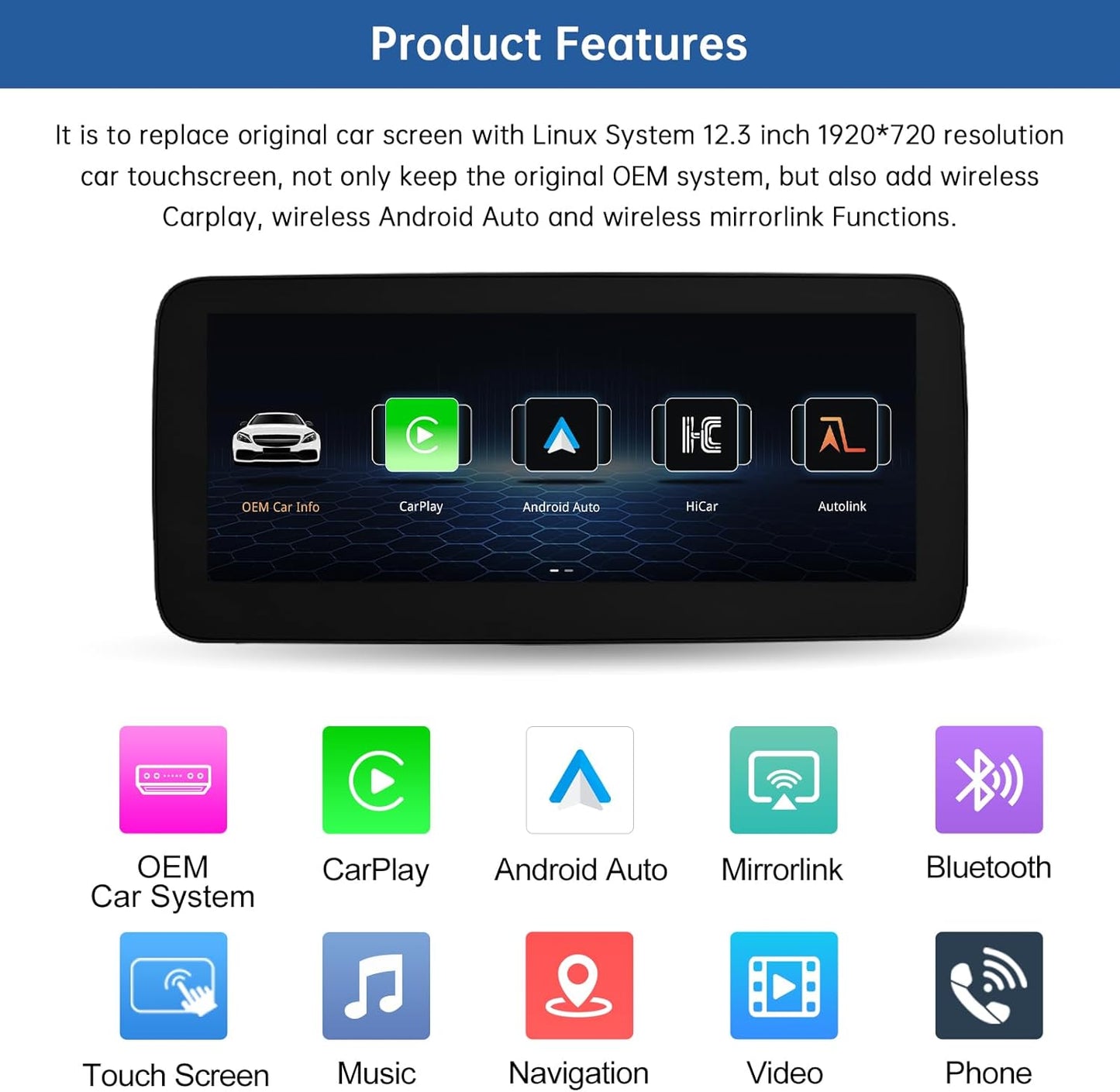 Autoradio Android Carplay 12.3" Mercedes E W212 (2013-2015) NTG 4.5/4.7