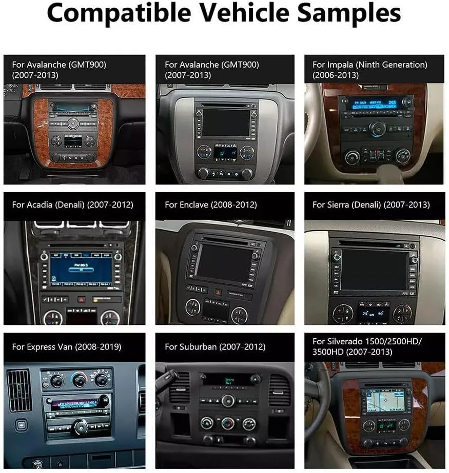 Autoradio Android 8" 4+64 Go pour Chevrolet Silverado/GMC Sierra/Yukon/Tahoe/Buick : GPS à écran tactile, Carplay, Android Auto, Bluetooth, WiFi, SWC.