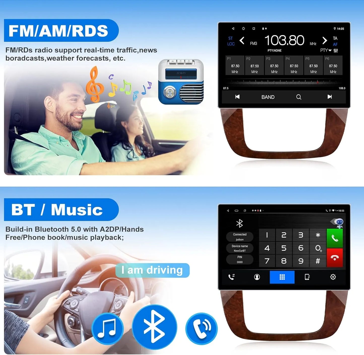 Autoradio Android 13" pour Chevrolet Tahoe/Suburban GMC Yukon 2008-2012 : écran QLED, GPS, caméra avant/arrière, enregistrement double caméra, DSP, radio AM, 6+128 Go.