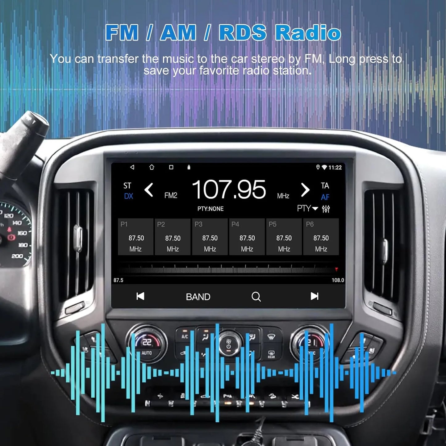 Mise à niveau de l'autoradio Android 11 13" pour Chevrolet Silverado/GMC Sierra 2014-2018 : 4+64 Go, Octa Core, QLED, Bluetooth, GPS, caméra avant/arrière, DSP, AM/FM/RDS, SWC, WiFi.