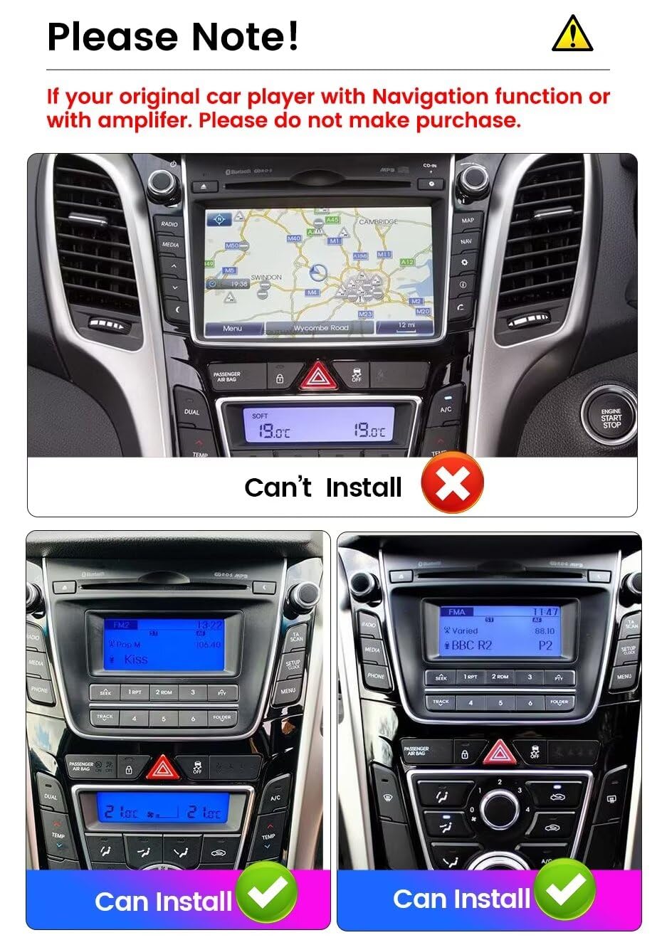 Autoradio Android 13 : 9" IPS Touch, 8 cœurs, 4+32 Go pour Hyundai I30/Elantra GT (2012-2016) - CarPlay intégré, Android Auto, navigation GPS.