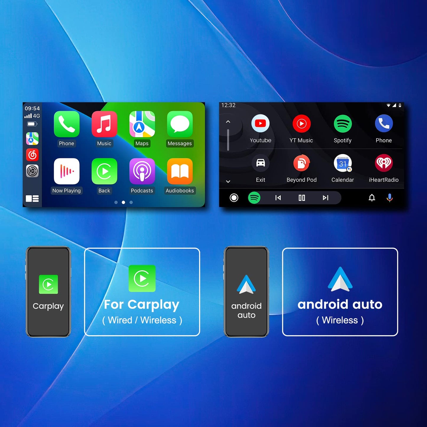 Autoradio stéréo 4+64 Go pour Dodge Ram 1500-3500 (2013-2019) avec AC manuel, Android 13 8 cœurs, QLED Touch 9", CarPlay/Android Auto, kit de tableau de bord de mise à niveau DSP/RDS