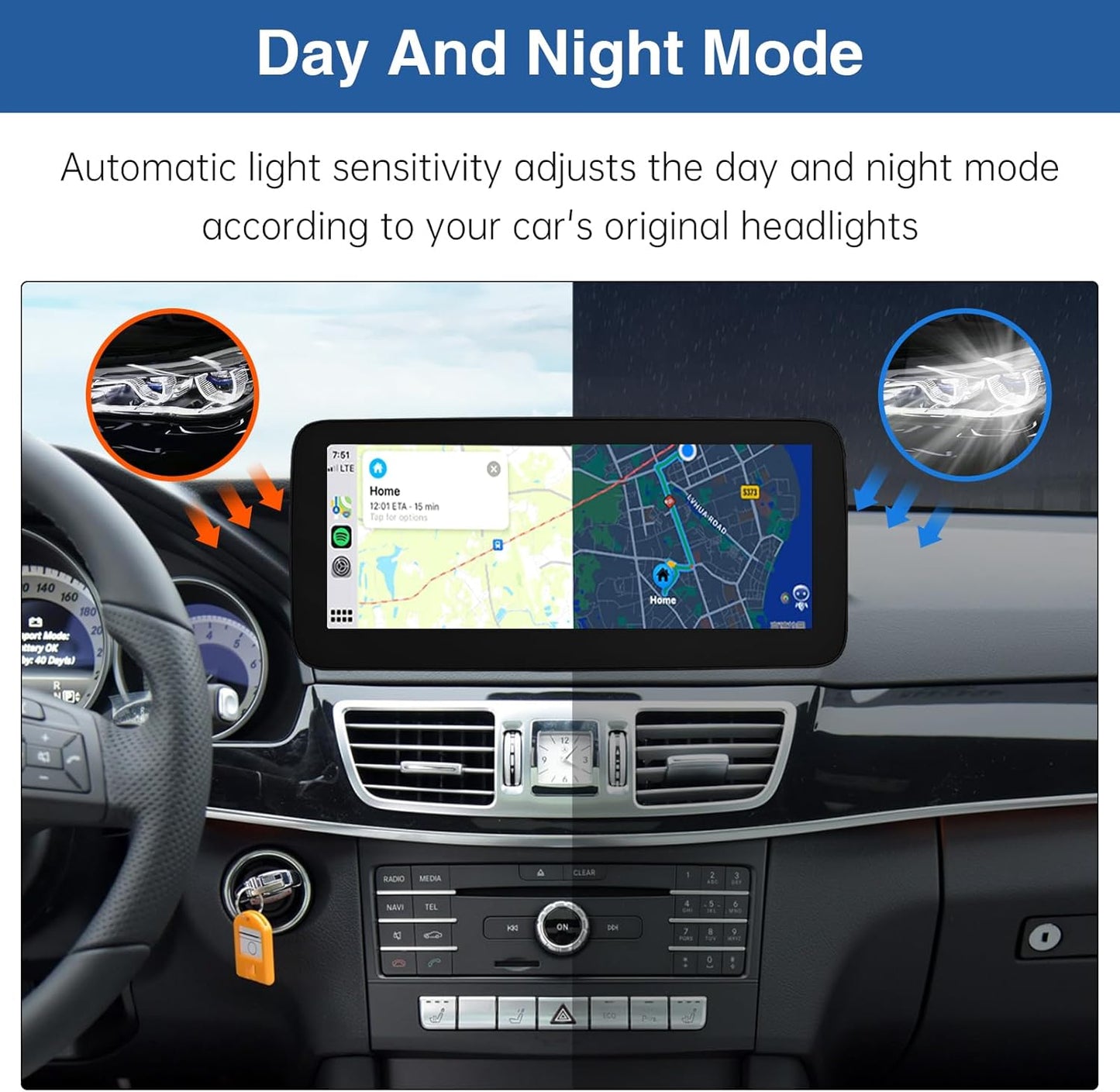 Autoradio Android Carplay 12.3" Mercedes E W212 (2013-2015) NTG 4.5/4.7
