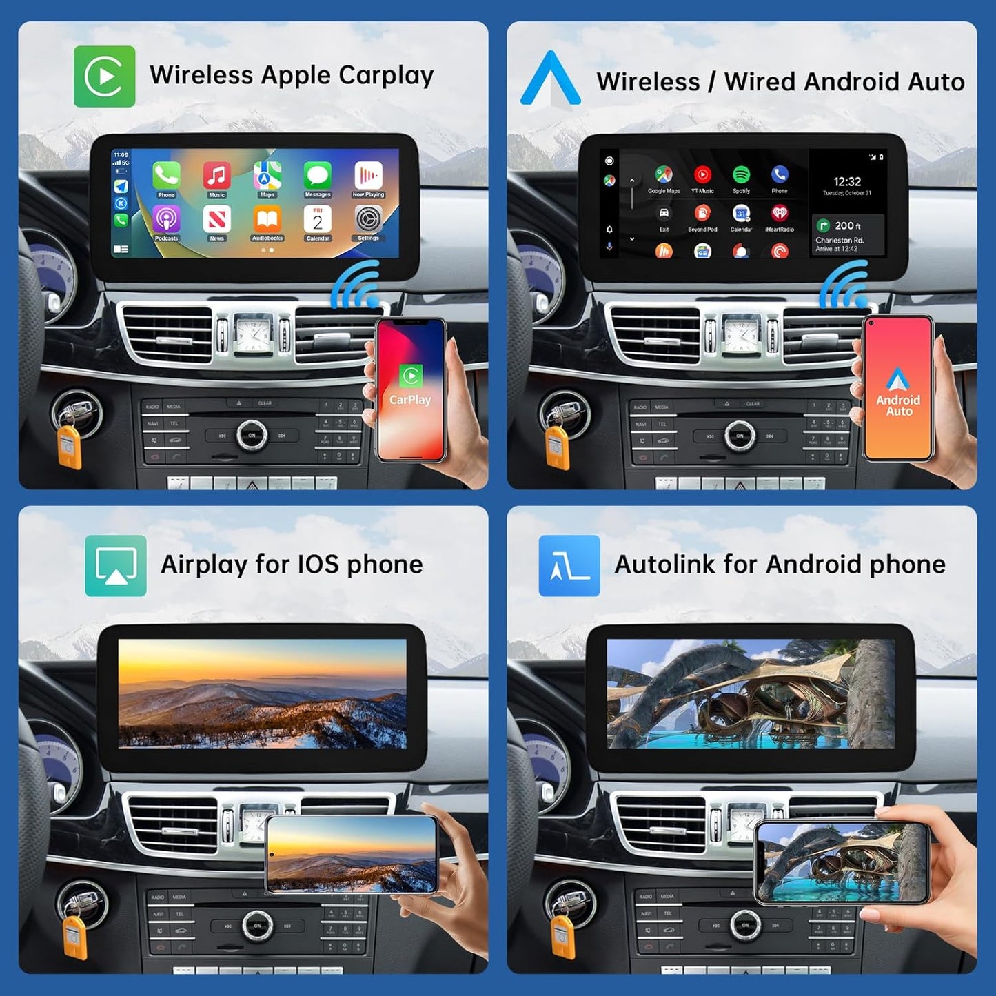 Autoradio Android Carplay 12.3" Mercedes E W212 (2013-2015) NTG 4.5/4.7