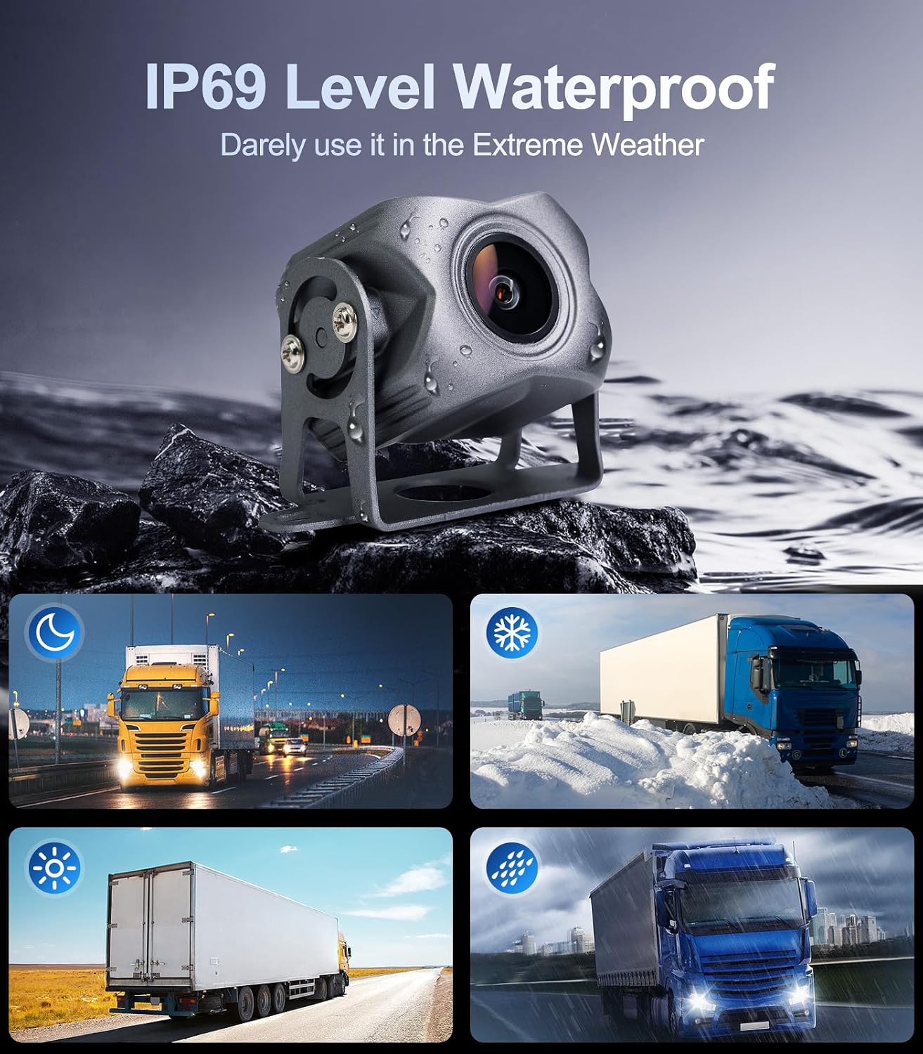 Kit Caméras 4K 1080P 4 Canaux avec Écran Tactile 10.2" pour Camions, Bus & Caravanes – Vision 360°, Enregistrement 5 Canaux, Étanche IP69, Bluetooth 5.0, Installation Facile