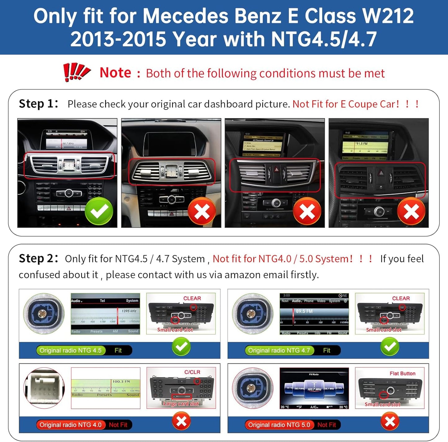 Autoradio Android Carplay 12.3" Mercedes E W212 (2013-2015) NTG 4.5/4.7