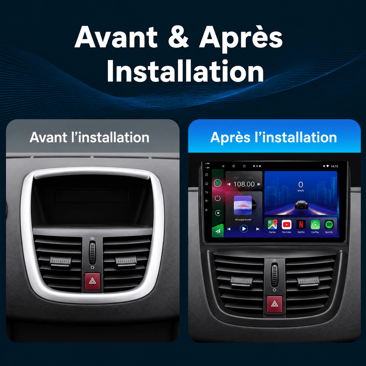 Peugeot 207 | 207 CC | 2006-2014 | Android-13-Autoradio | Apple CarPlay | Android Auto