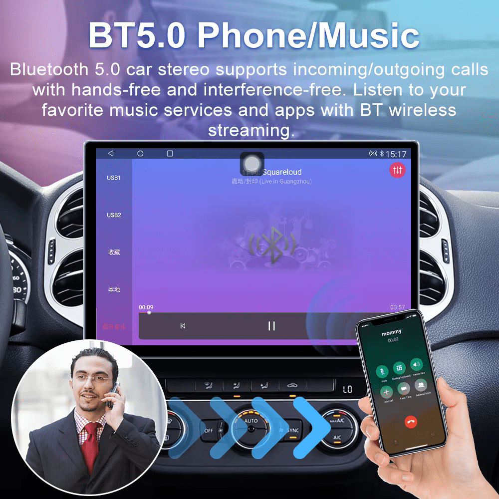 Autoradio Jmance Android 13 - Écran Qled 13 Pouces, 6G+128G, Carplay & Android Auto | Android 14 | Écran Tactile | Bluetooth | GPS