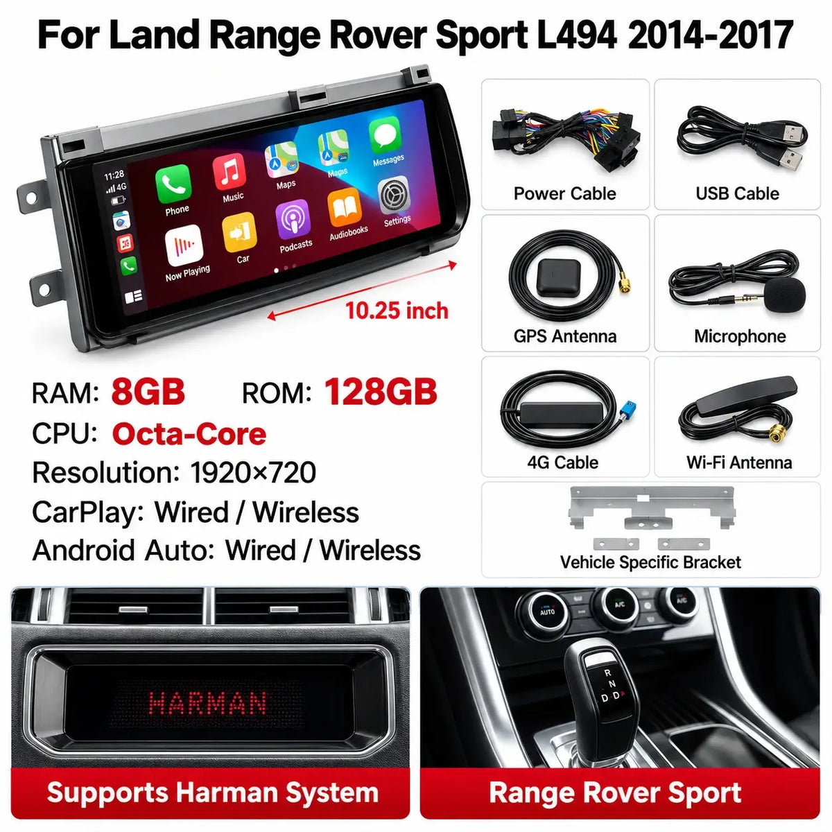 Écran tactile Android & écran de contrôle de climatisation pour Land Rover Range Rover Sport L494 & Vogue L405 – Mise à niveau multimédia premium