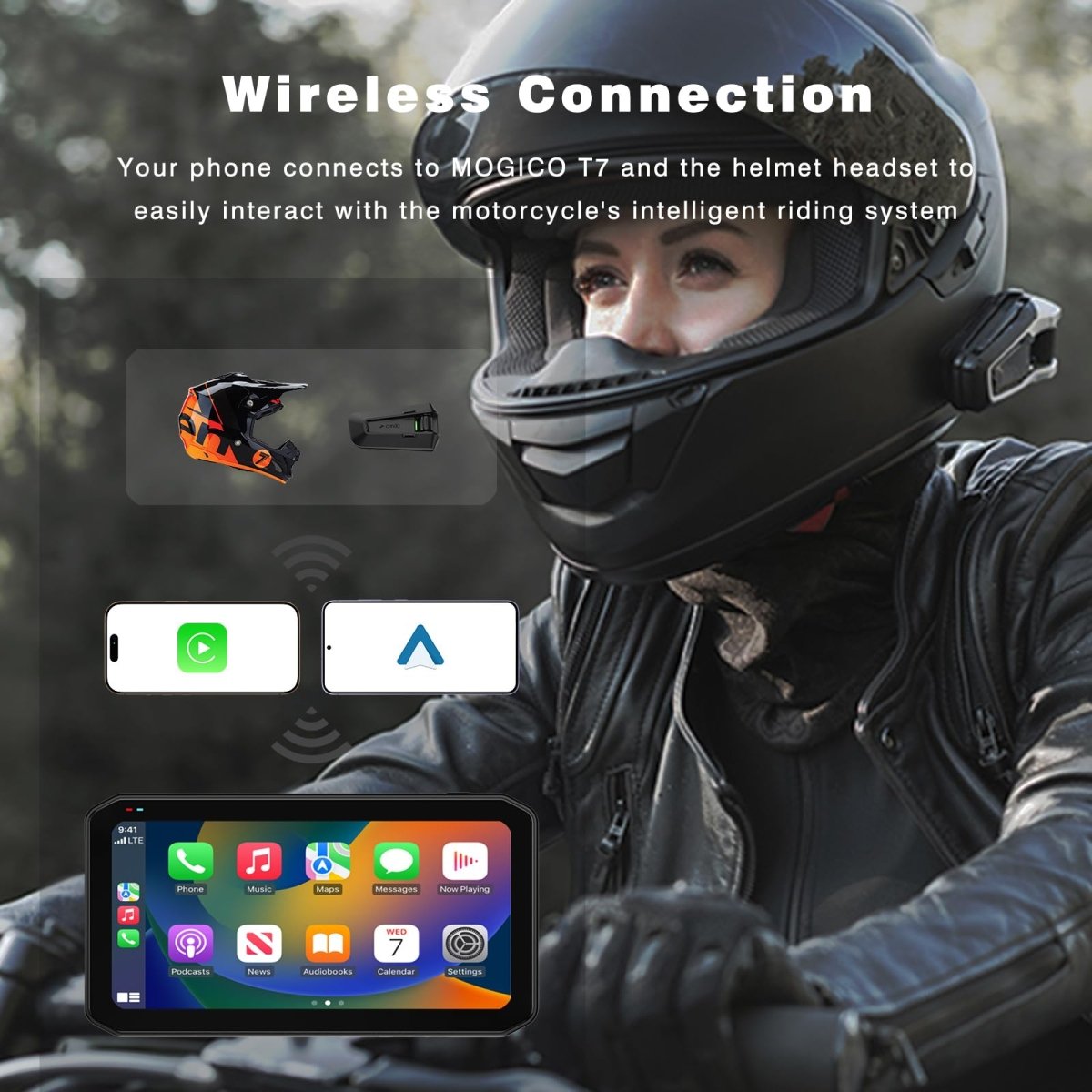 TOPTAKTILSystème de Navigation Intelligent 7" Ultra pour Moto - Compatible CarPlay & Android Auto