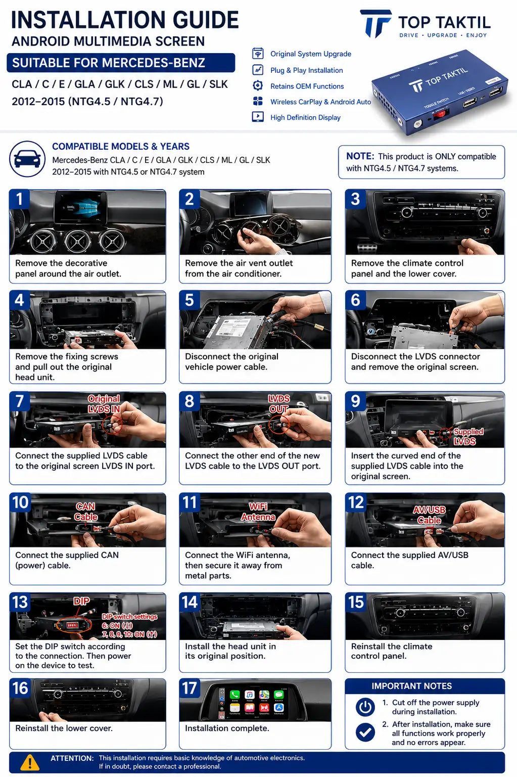 Apple CarPlay sans fil | Retrofit pour Mercedes | Android Auto | Décodeur | Intégration