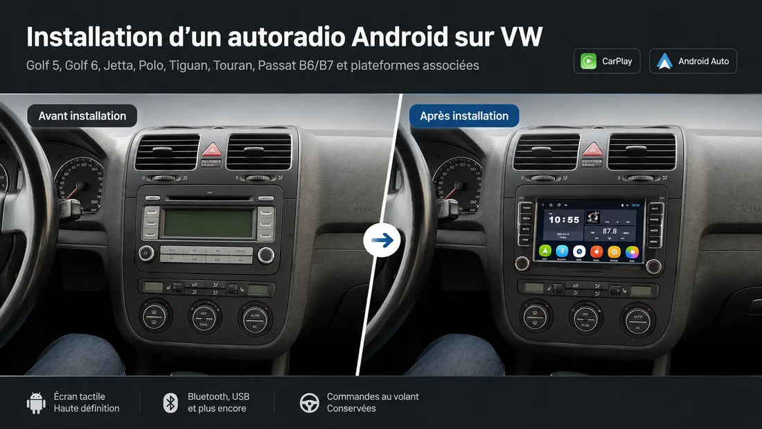 Comment installer un autoradio Android avec CarPlay et Android Auto sur Golf 5, Golf 6, Jetta, Polo, Tiguan, Touran et Passat