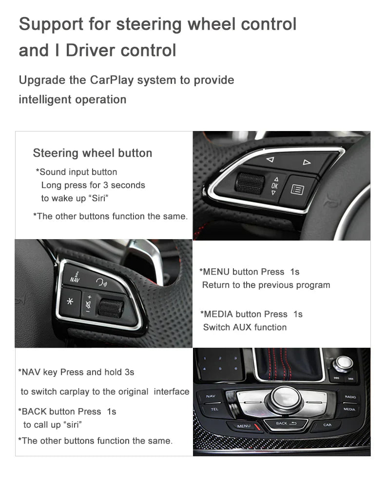 Apple CarPlay sans fil | Rétrofit pour Audi | Android Auto | Décodeur | Intégration