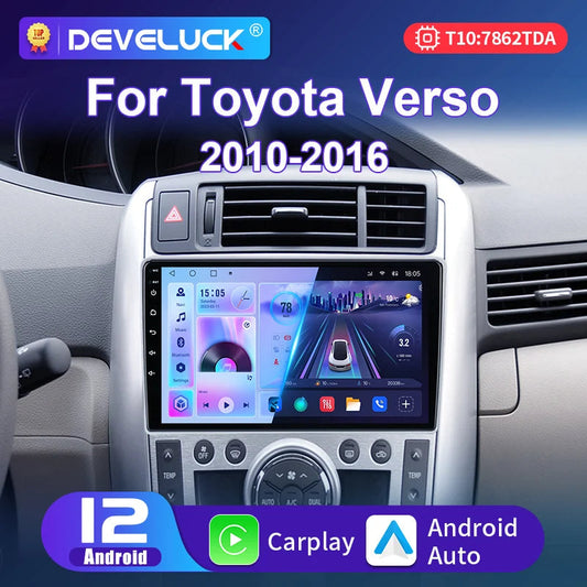 Poste Android 14  - 4G+64G  - Toyota Verso 2009-2018  - Caméra Hd 1080P | Autoradio | Écran Tactile | CarPlay | Bluetooth | GPS