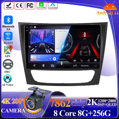 Poste Android13//4G-64//Mercedes Classe E W211/Carplay-Android Auto | Autoradio | Android 14 | Écran Tactile | Bluetooth | GPS