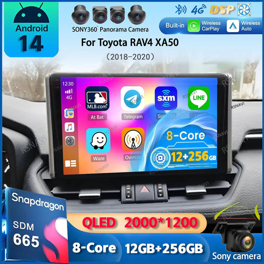 Poste Autoradio Android 14 -4G-64 -Toyota Rav4 2019  -Camera Hd 1080P | Écran Tactile | CarPlay | Bluetooth | GPS