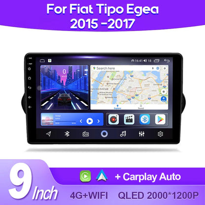 Autoradio Android 13//4G-64G Fiat Egea Tipo 2015 - 2018 | Android 14 | Écran Tactile | CarPlay | Bluetooth | GPS