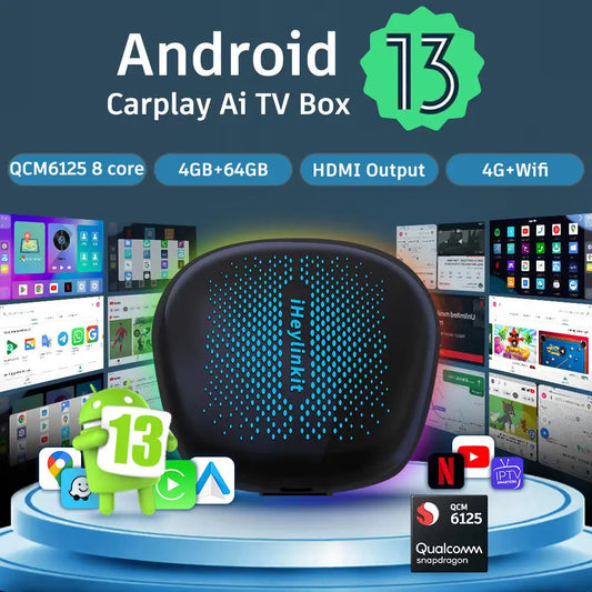 Adaptateur Ai Carplay Sans Fil  - Android 13  - Qualcomm 8 Cœurs  - Gps & 5G  - Plug & Play | Autoradio | Android 13 | Écran Tactile | Bluetooth