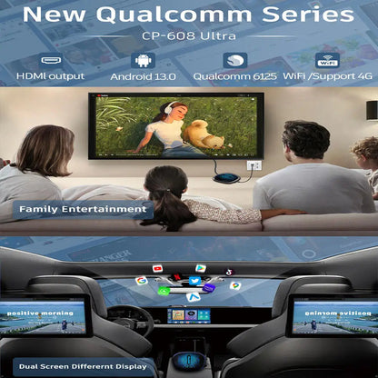 Adaptateur Ai Carplay Sans Fil  - Android 13  - Qualcomm 8 Cœurs  - Gps & 5G  - Plug & Play | Autoradio | Android 13 | Écran Tactile | Bluetooth