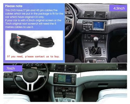 Autoradio BMW Série 3 E46 M3 1998-2006  GPS à écran tactile IPS 9", 2 + 32 Go, Car-Play, Android Auto, SWC, vue arrière, kit radio de tableau de bord