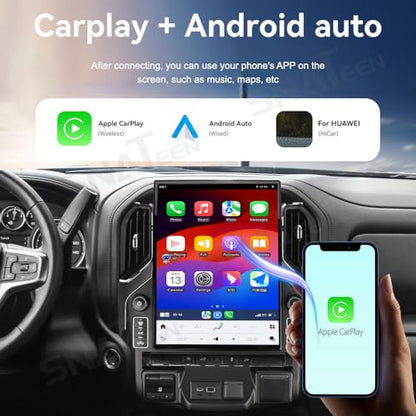 Écran Android 15,6 Pouces 8+128GB pour Chevy Silverado / GMC Sierra 2019-2023 – Autoradio Style Tesla avec GPS, CarPlay Sans Fil et Son HD
