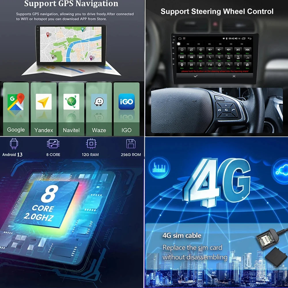 Poste Android13//4G-64//Mercedes Classe E W211/Carplay-Android Auto | Autoradio | Android 14 | Écran Tactile | Bluetooth | GPS