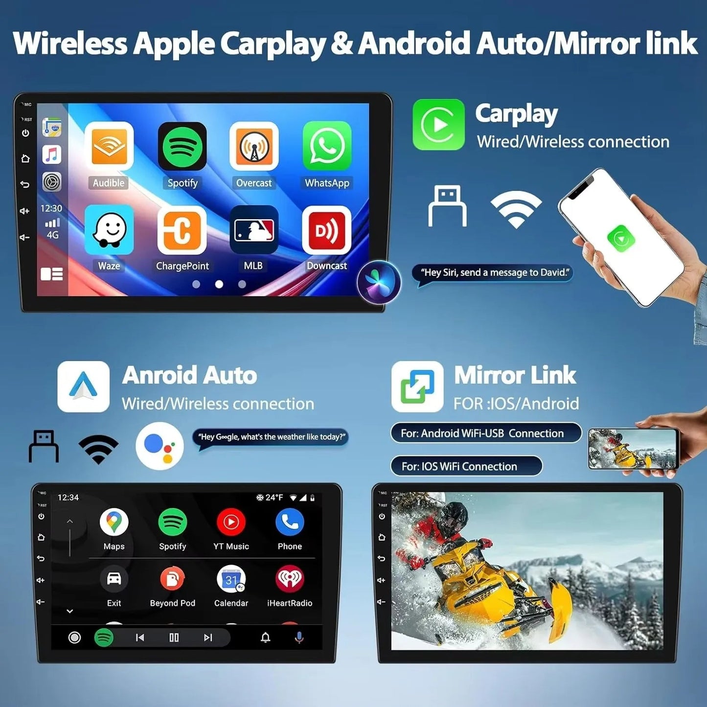 Poste Autoradio Android 14 -4G-64 -Toyota Rav4 2019  -Camera Hd 1080P | Écran Tactile | CarPlay | Bluetooth | GPS