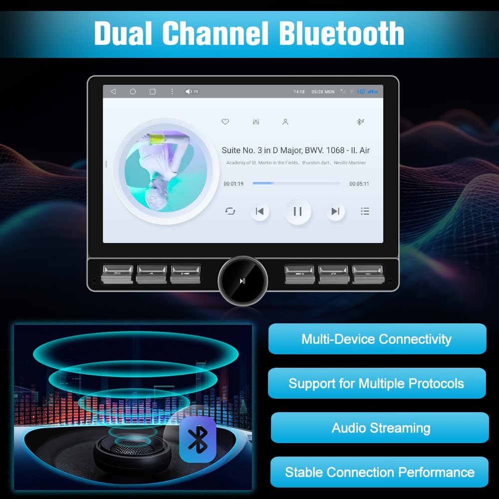 Autoradio Android pour Dodge Ram 2013-2019 : écran 10,6", 4G+64G Qualcomm 6215, Carplay/Android Auto, BT/WiFi/GPS/AM/FM/SWC/4G (SIM non inclus), AUTO AC