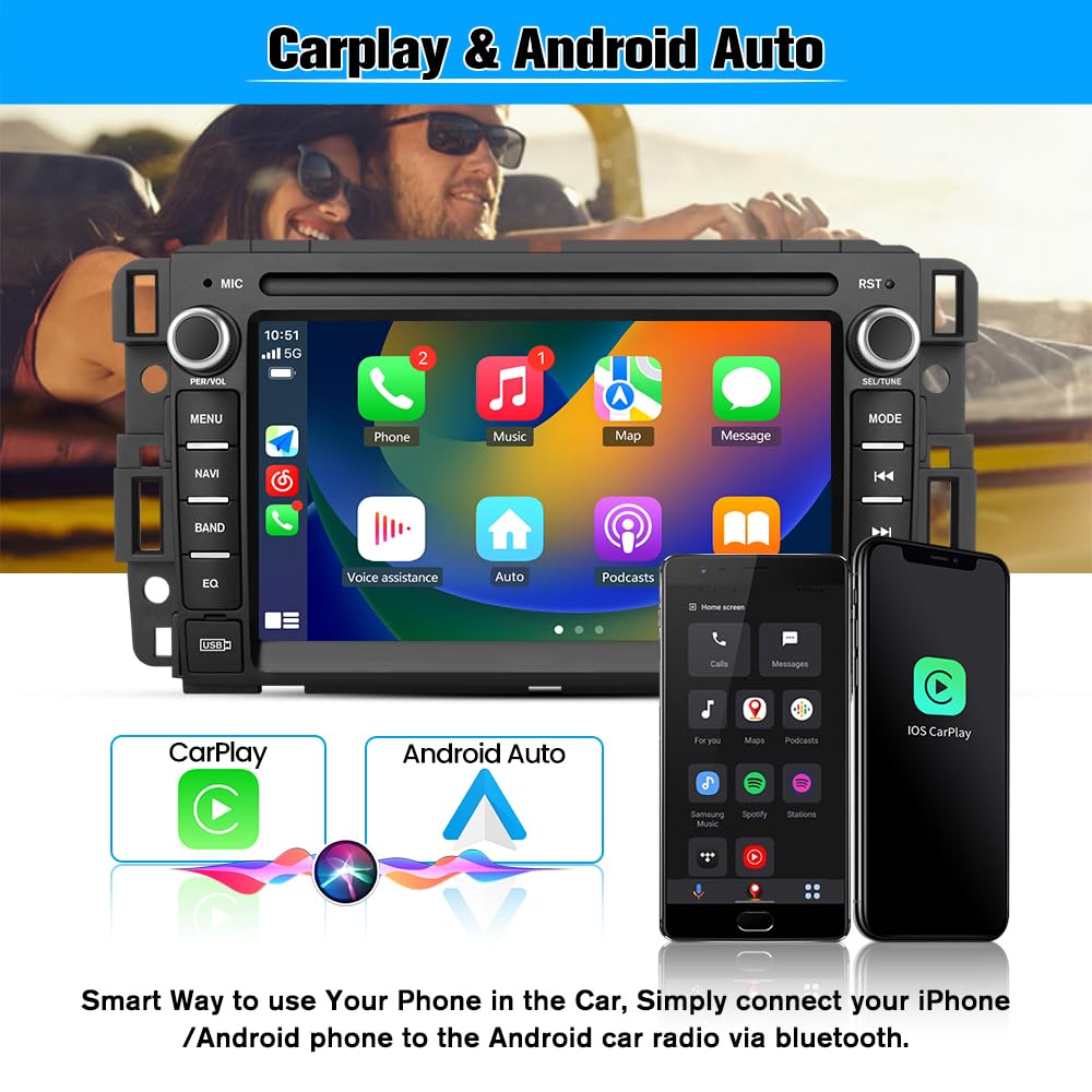 AWESAFE Car Stereo for Chevrolet Chevy Silverado/GMC Sierra Yukon Tahoe/Buick, Support Carplay Android Auto Touch Screen Android Radio with Bluetooth GPS Navigation, 2G Ram 32G ROM