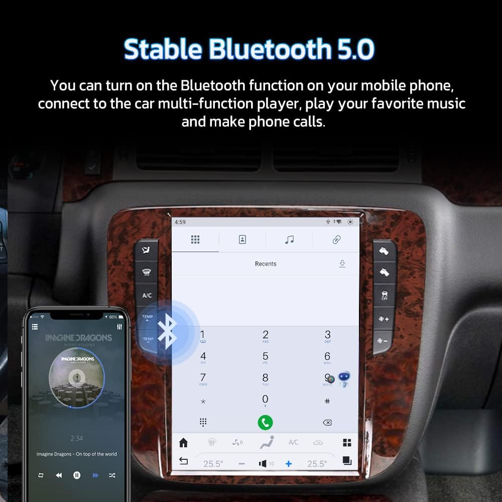 Autoradio Android 11 12.1'' pour Chevrolet GMC Yukon/Tahoe/Silverado 2007-2012 | GPS, CarPlay, 4G, WiFi