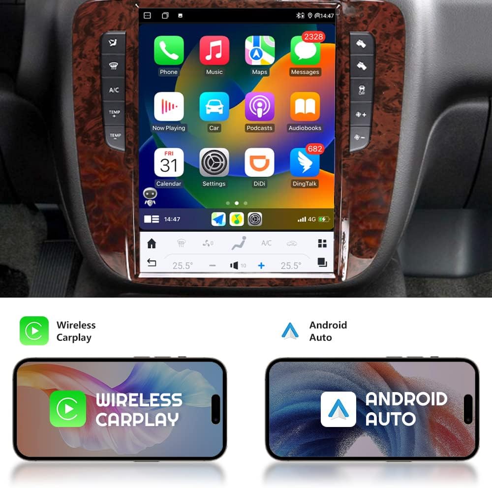Autoradio Android 11 12.1'' pour Chevrolet GMC Yukon/Tahoe/Silverado 2007-2012 | GPS, CarPlay, 4G, WiFi