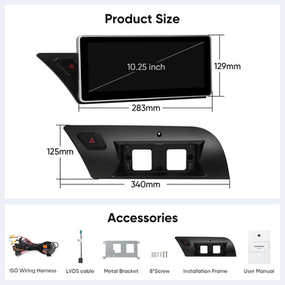 Écran Tactile 10.25″ Wireless Carplay Android Auto pour Audi B8 B8.5 A4 S4 A5 S5 RS4 RS5 2009-2016