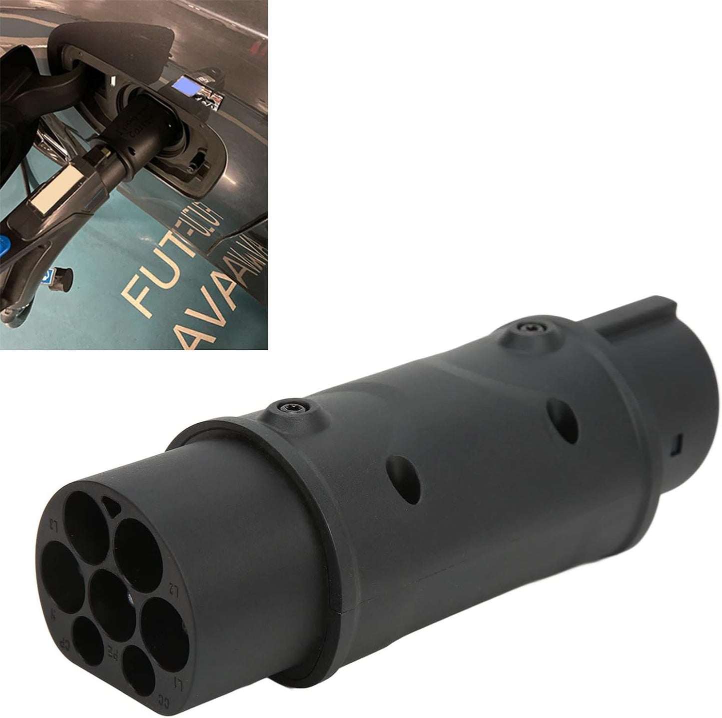 Adaptateur Type 2 vers Type 1 Recharge Voiture Électrique, Connecteur EVSE 16A 32A 230V 7,2KW avec Protection IP54 et Ignifuge UL94-V-0 pour Véhicule Électrique
