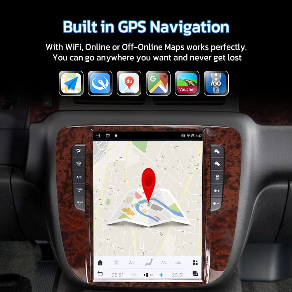 Autoradio Android 11 12.1'' pour Chevrolet GMC Yukon/Tahoe/Silverado 2007-2012 | GPS, CarPlay, 4G, WiFi