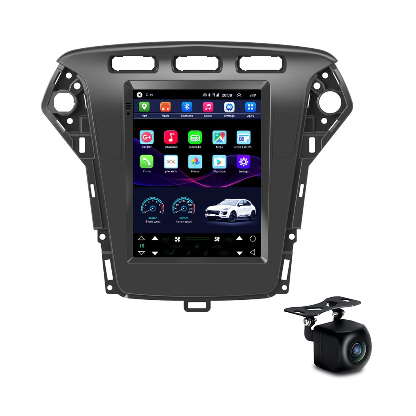 Tesla Style Radio Android 12 Autoradio GPS Navigation pour Ford Mondeo 2011-2013 Lecteur Multimédia De Voiture Autoradio 9,7 Pouces Support D'écran Bluetooth WiFi USB FM SWC avec Caméra De Recul HD