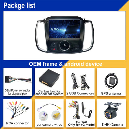 Autoradio Android 14 Ford Kuga C-Max Escape  -4G_64 - Camera Hd 1080P | Écran Tactile | CarPlay | Bluetooth | GPS