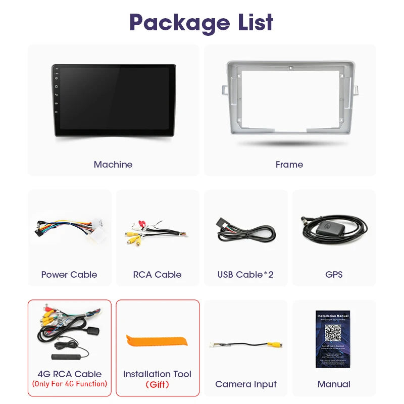 Poste Android 14  - 4G+64G  - Toyota Verso 2009-2018  - Caméra Hd 1080P | Autoradio | Écran Tactile | CarPlay | Bluetooth | GPS